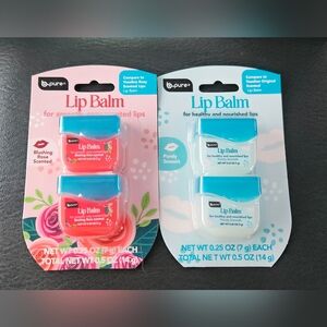 2 x B-Pure 2pk Lip Balm Set - Purely Smooth & Rosy Scented Lips 0.25oz BNIB